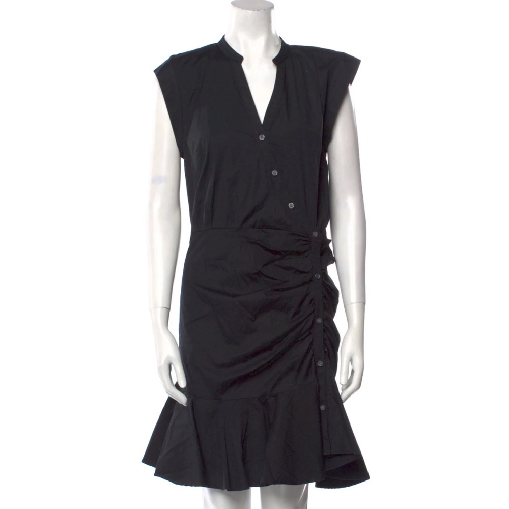 Veronica Beard Fountain Ruched Poplin Shirtdress